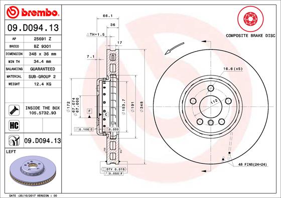 BREMBO Első féktárcsa 09.D094.13_BREMBO