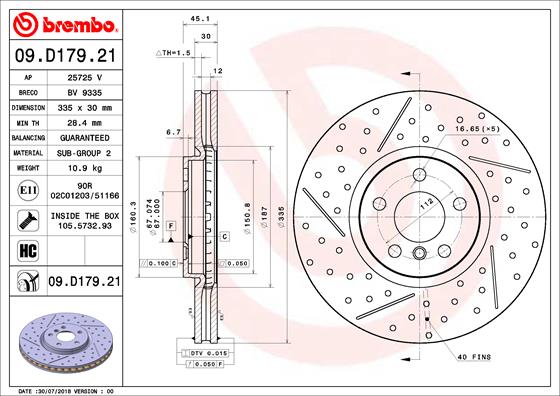 BREMBO Féktárcsa, mind 09.D179.21_BREMBO