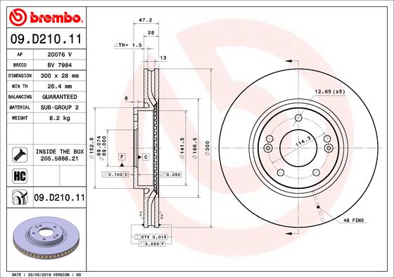 BREMBO Féktárcsa, mind 09.D210.11_BREMBO