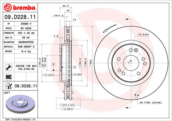 BREMBO Első féktárcsa 09.D228.11_BREMBO