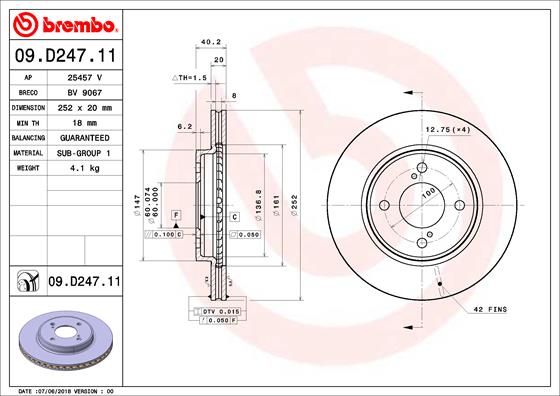 BREMBO Első féktárcsa 09.D247.11_BREMBO