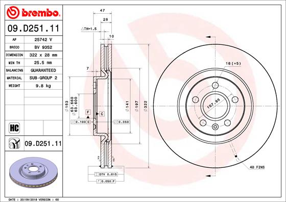 BREMBO Féktárcsa, mind 09.D251.11_BREMBO