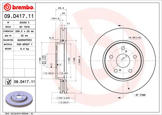 BREMBO Első féktárcsa 09.D417.11_BREMBO