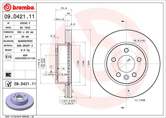 BREMBO Féktárcsa, mind 09.D421.11_BREMBO