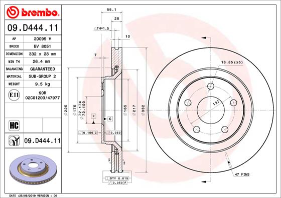 BREMBO Féktárcsa, mind 09.D444.11_BREMBO