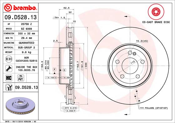 BREMBO Első féktárcsa 09.D528.13_BREMBO