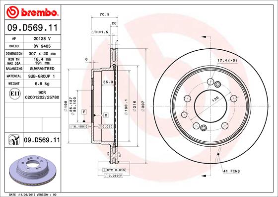 BREMBO Féktárcsa, mind 09.D569.11_BREMBO