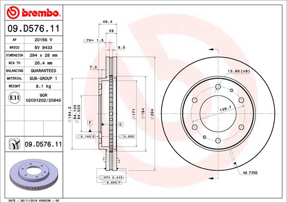 BREMBO Féktárcsa, mind 09.D576.11_BREMBO