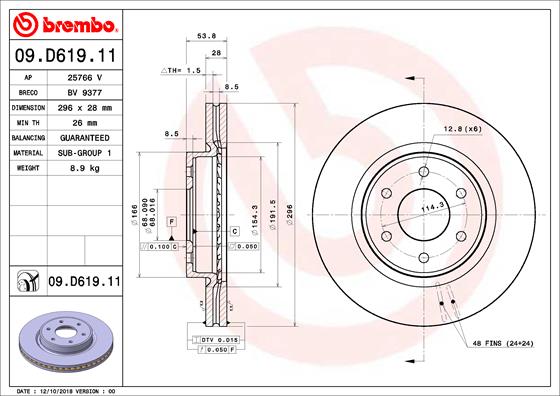 BREMBO Első féktárcsa 09.D619.11_BREMBO