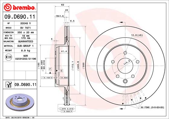 BREMBO Féktárcsa, mind 09.D690.11_BREMBO