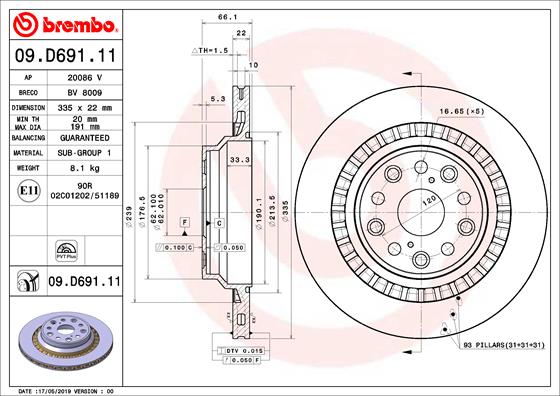 BREMBO Féktárcsa, mind 09.D691.11_BREMBO