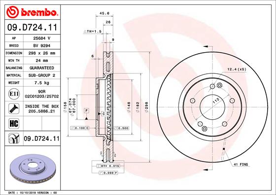 BREMBO Első féktárcsa 09.D724.11_BREMBO