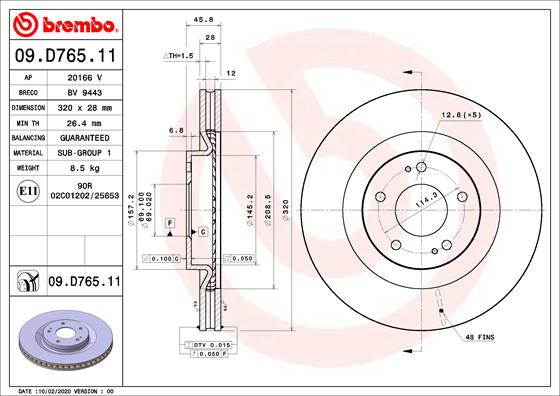 BREMBO Féktárcsa, mind 09.D765.11_BREMBO