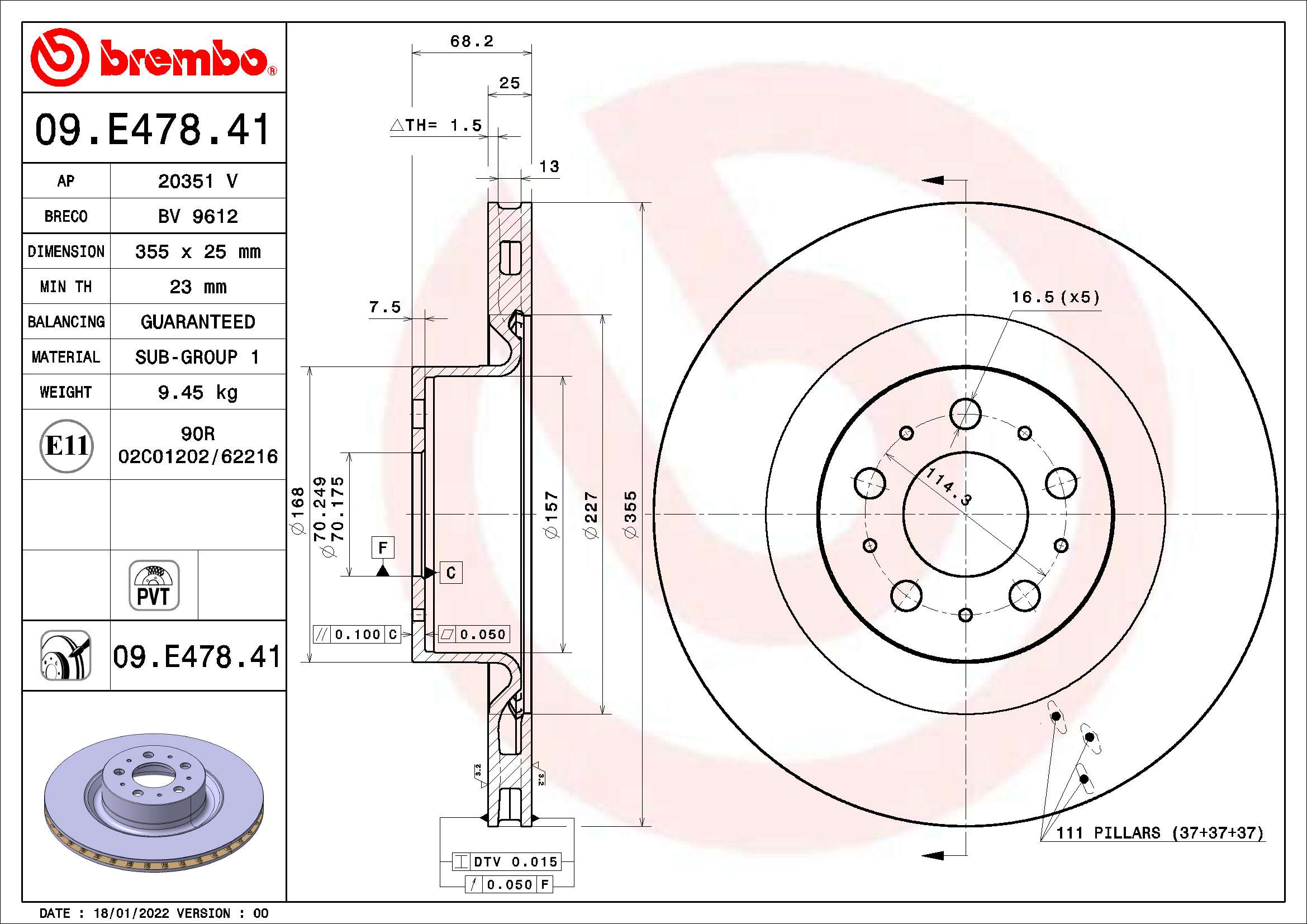 BREMBO Féktárcsa, mind 09.E478.41_BREMBO