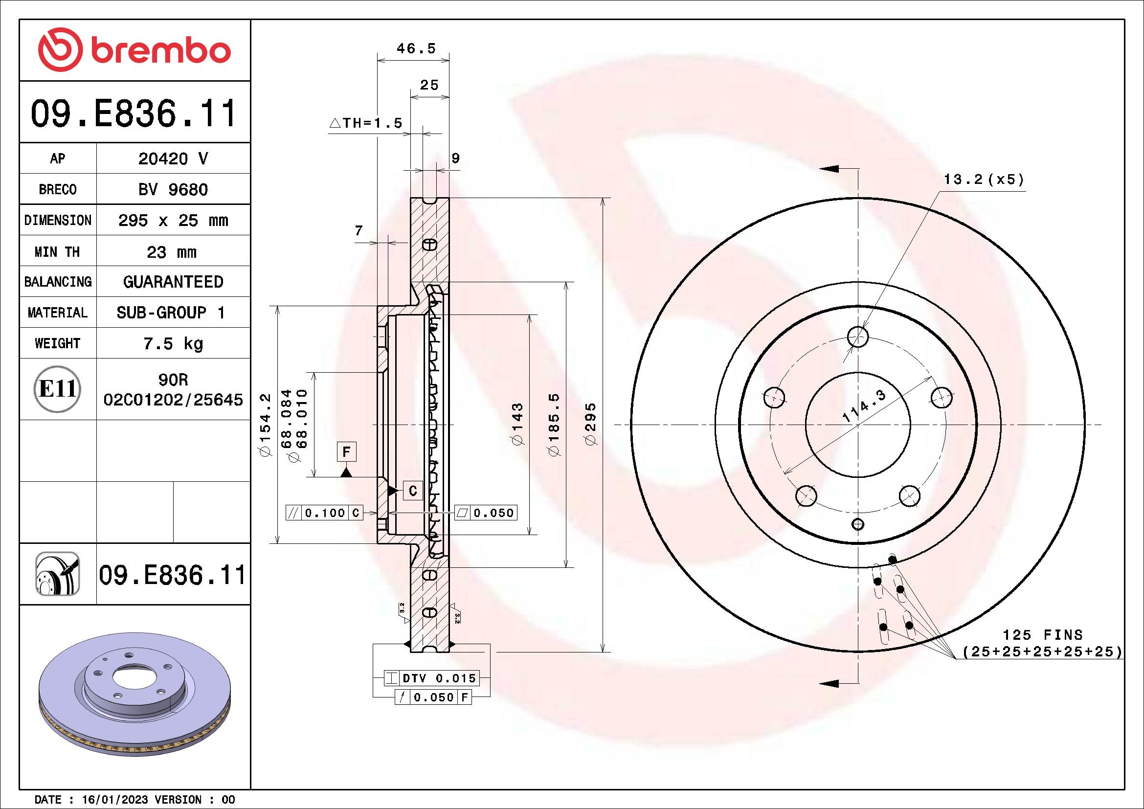 BREMBO Féktárcsa, mind 09.E836.11_BREMBO