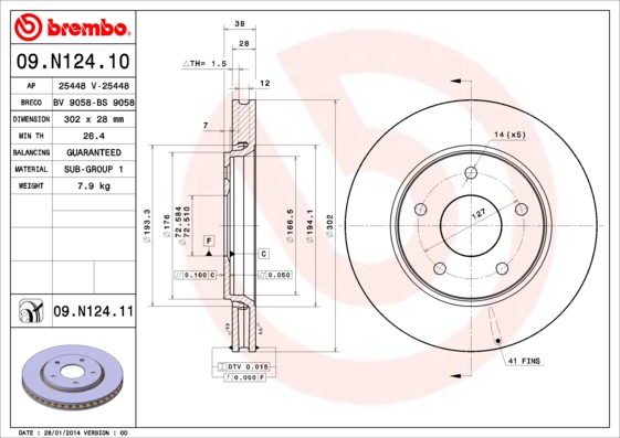 BREMBO Első féktárcsa 09.N124.11_BREMBO