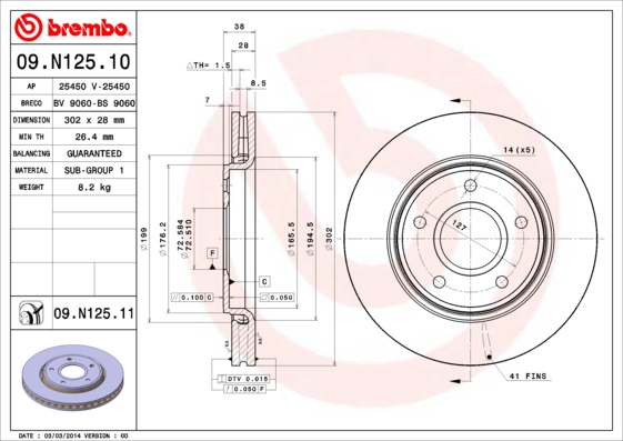 BREMBO Első féktárcsa 09.N125.11_BREMBO