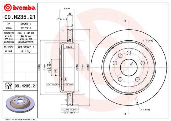 BREMBO Féktárcsa, mind 09.N235.21_BREMBO