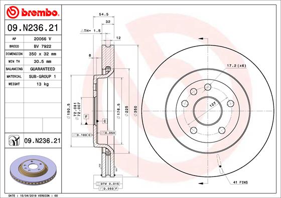 BREMBO Féktárcsa, mind 09.N236.21_BREMBO