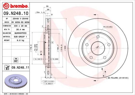 BREMBO Féktárcsa, mind 09.N248.11_BREMBO