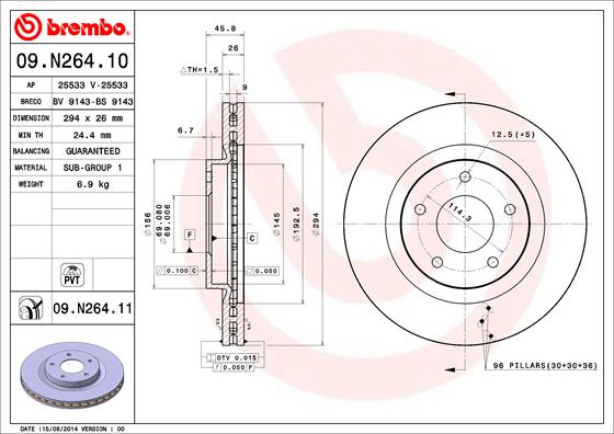 BREMBO Féktárcsa, mind 09.N264.11_BREMBO