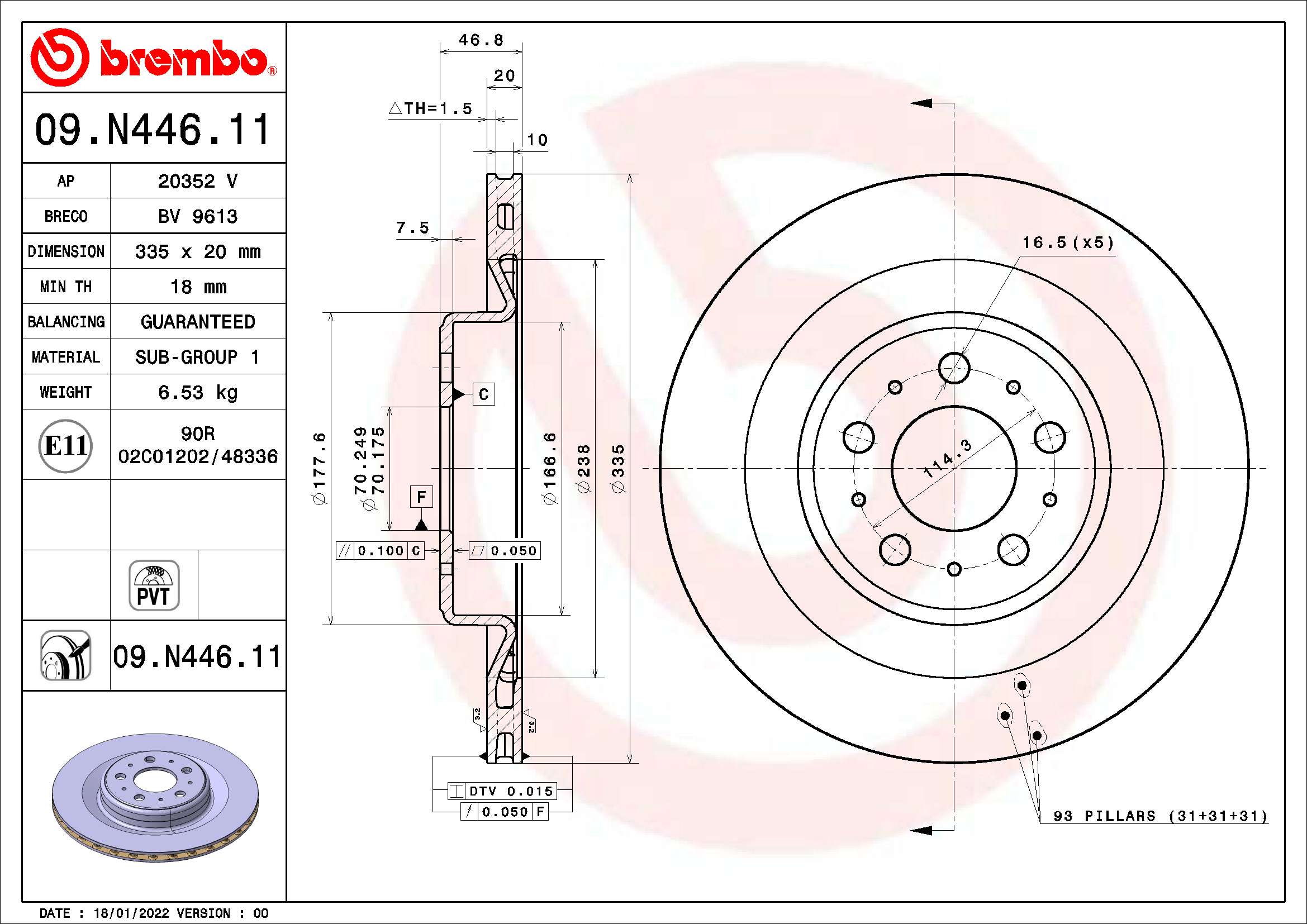 BREMBO Féktárcsa, mind 09.N446.11_BREMBO