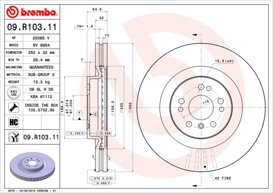 BREMBO Első féktárcsa 09.R103.11_BREMBO