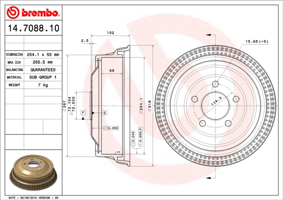 BREMBO Fékdob 14.7088.10_BREMBO