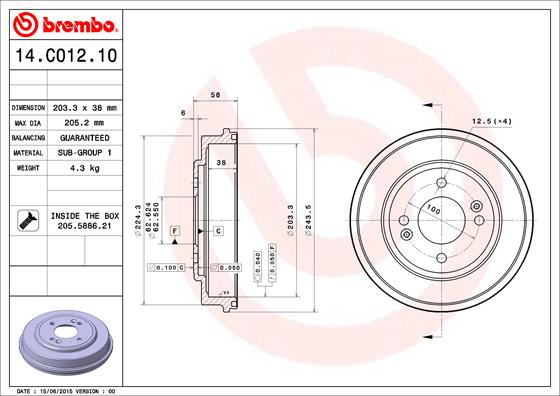 BREMBO Fékdob 14.C012.10_BREMBO