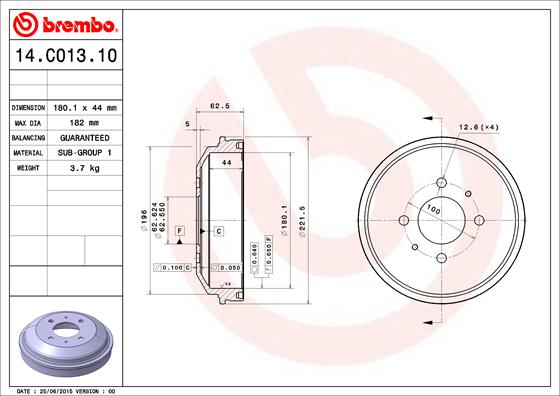 BREMBO Fékdob 14.C013.10_BREMBO