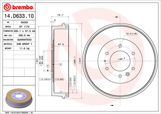 BREMBO Fékdob 14.D633.10_BREMBO