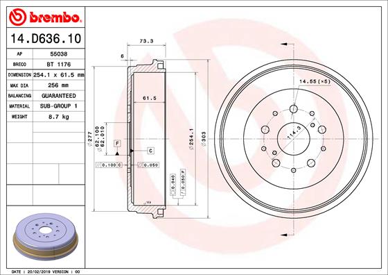 BREMBO Fékdob 14.D636.10_BREMBO