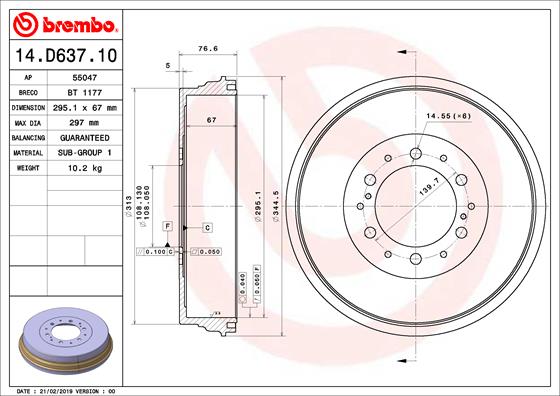 BREMBO Fékdob 14.D637.10_BREMBO