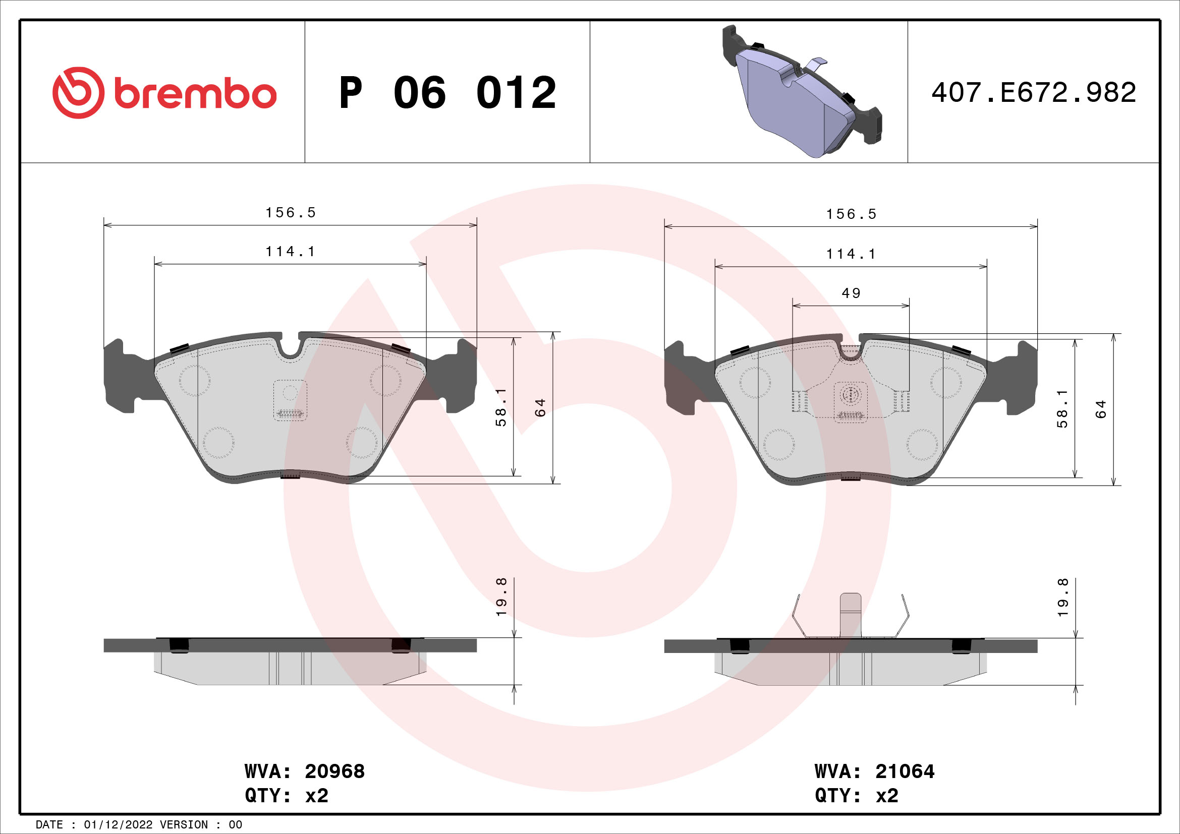 BREMBO Első fékbetét P06012_BREMBO