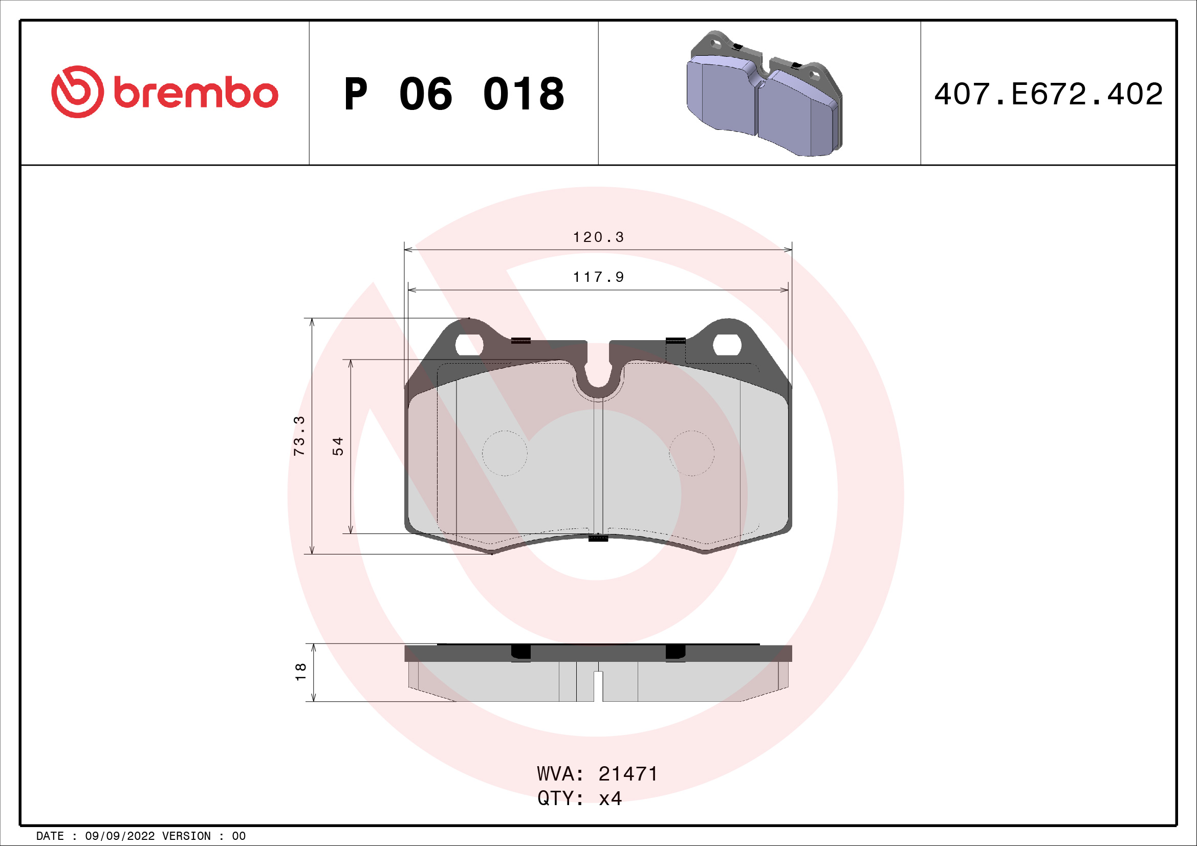 BREMBO Első fékbetét P06018_BREMBO