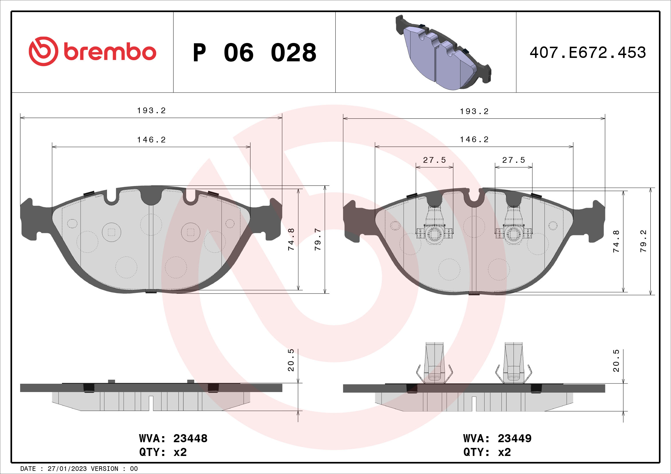 BREMBO Első fékbetét P06028_BREMBO