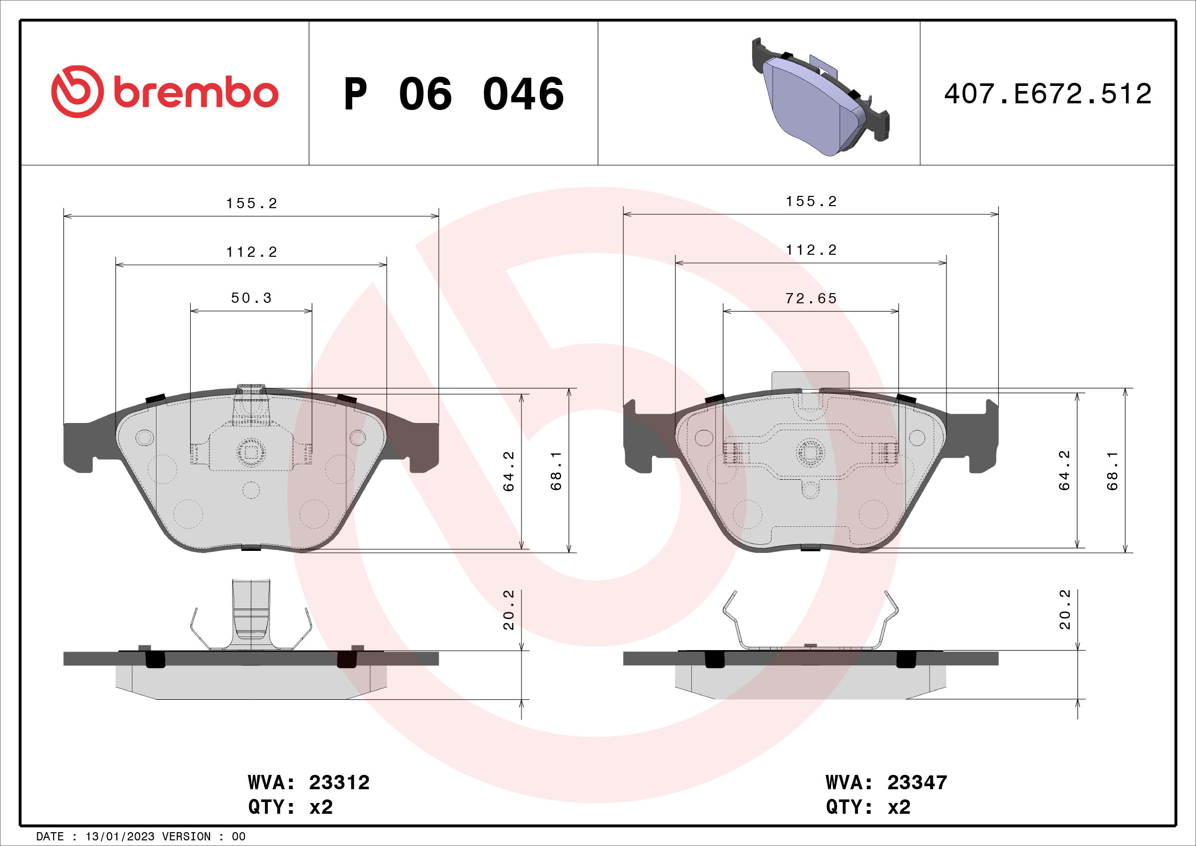 BREMBO Első fékbetét P06046_BREMBO