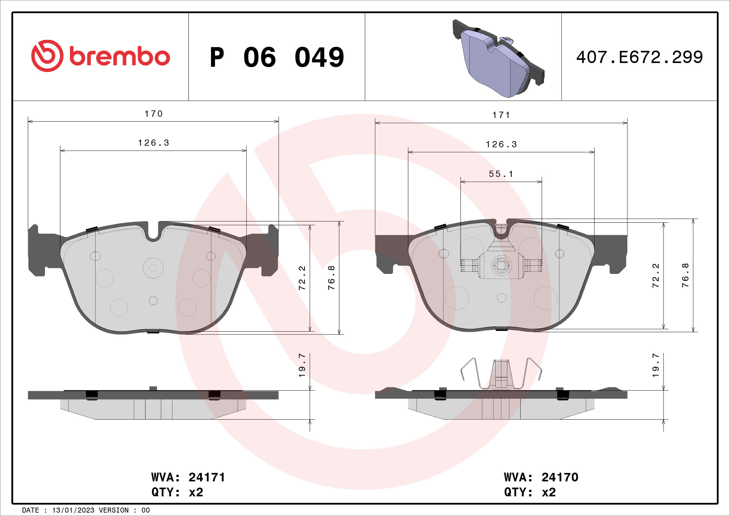 BREMBO P06049_BREMBO Első fékbetét