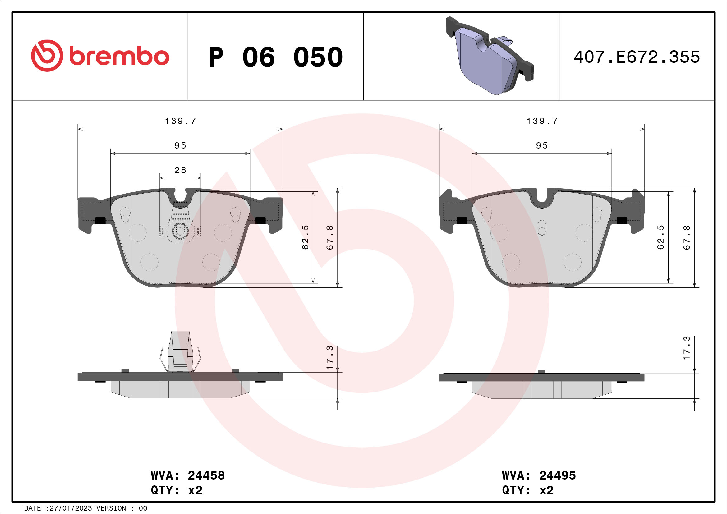 BREMBO Hátsó fékbetét P06050_BREMBO