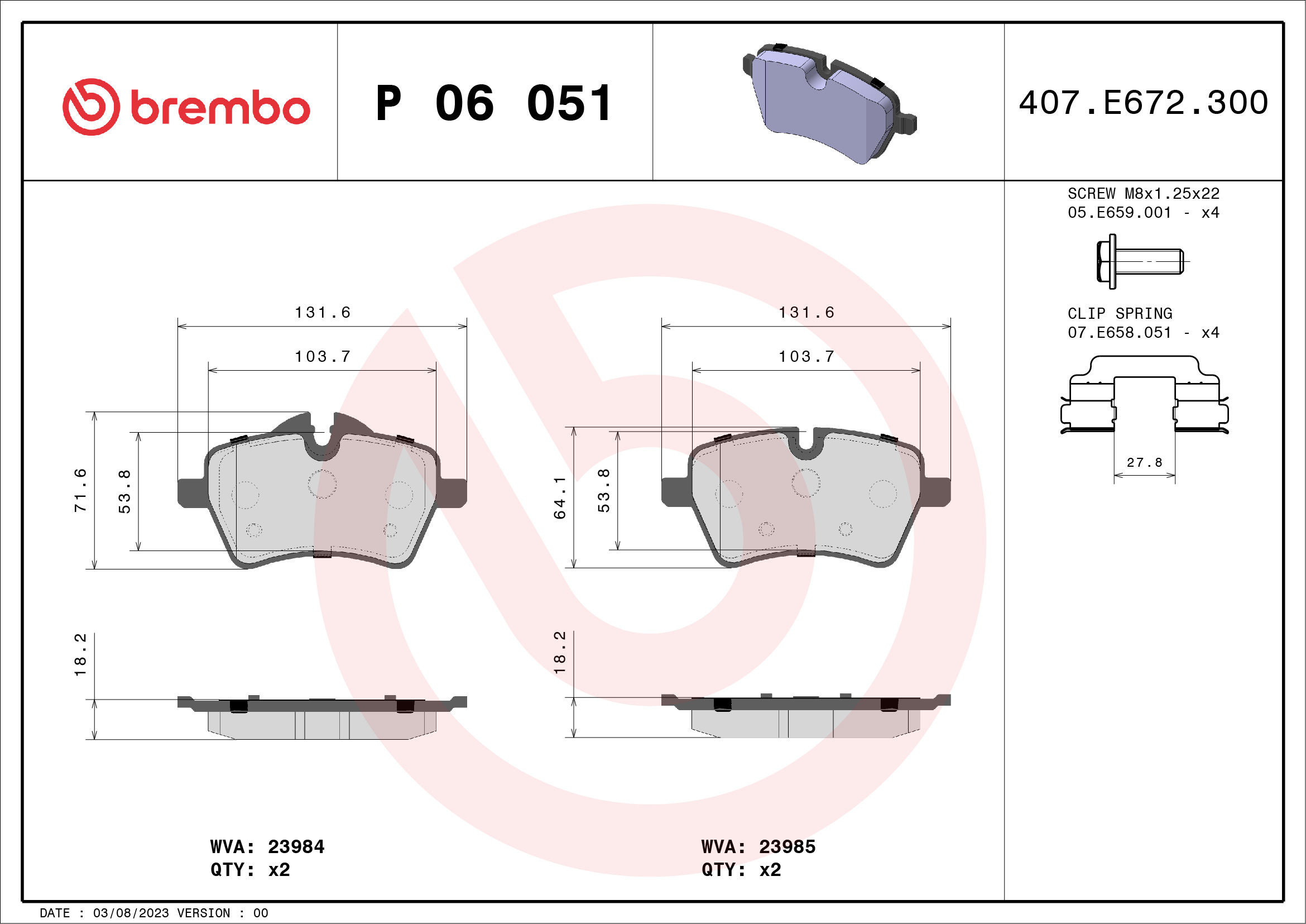 BREMBO Első fékbetét P06051_BREMBO