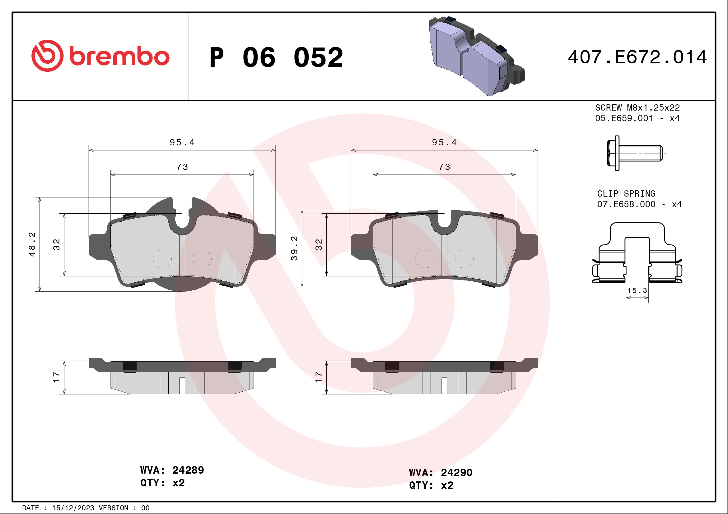 BREMBO Hátsó fékbetét P06052_BREMBO