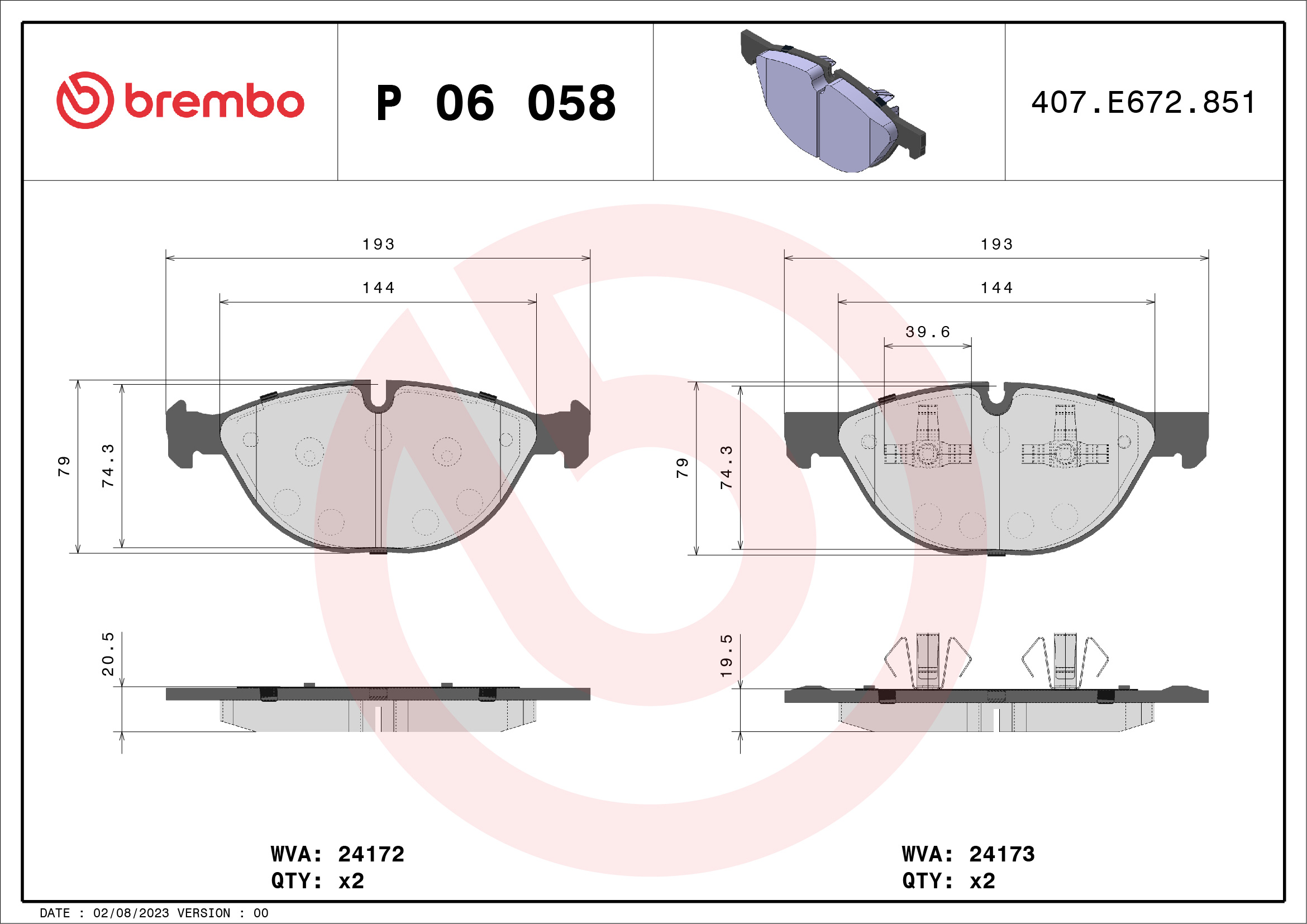 BREMBO P06058_BREMBO Első fékbetét