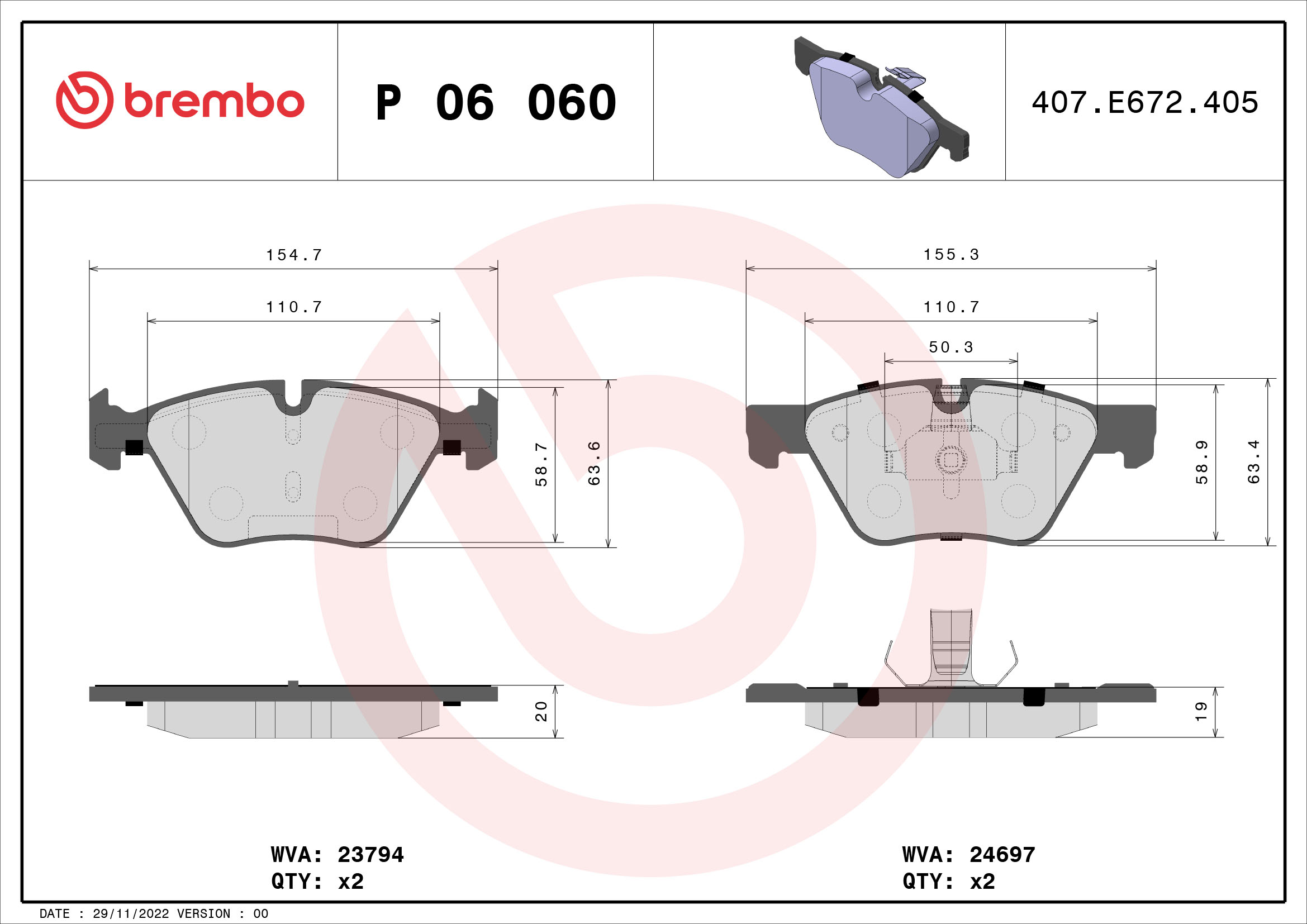 BREMBO Első fékbetét P06060_BREMBO