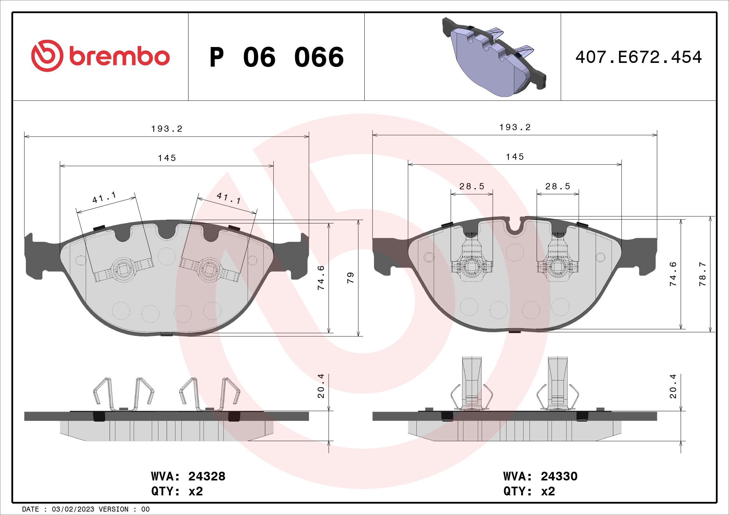 BREMBO Első fékbetét P06066_BREMBO