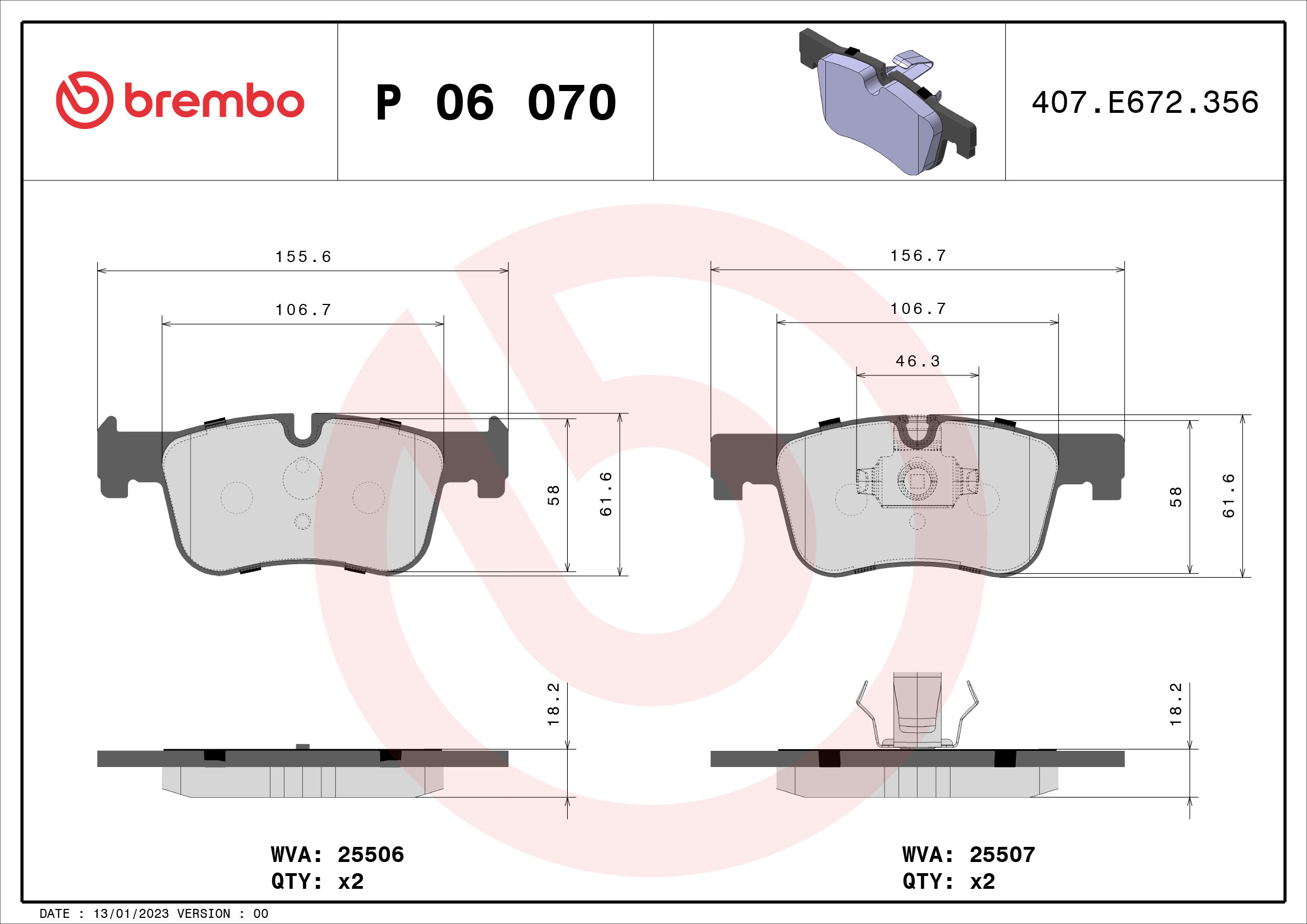 BREMBO Első fékbetét P06070_BREMBO