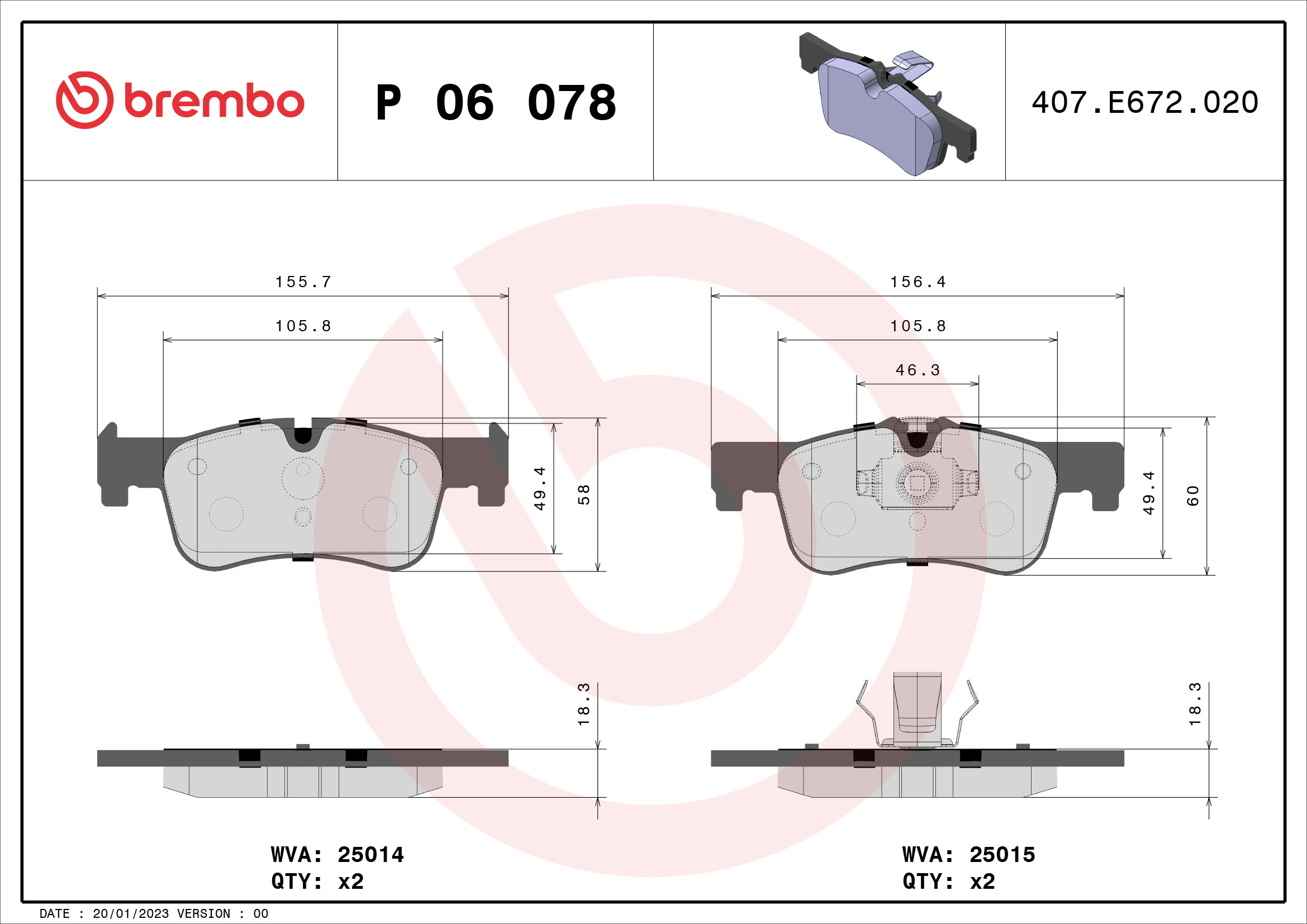 BREMBO Első fékbetét P06078_BREMBO