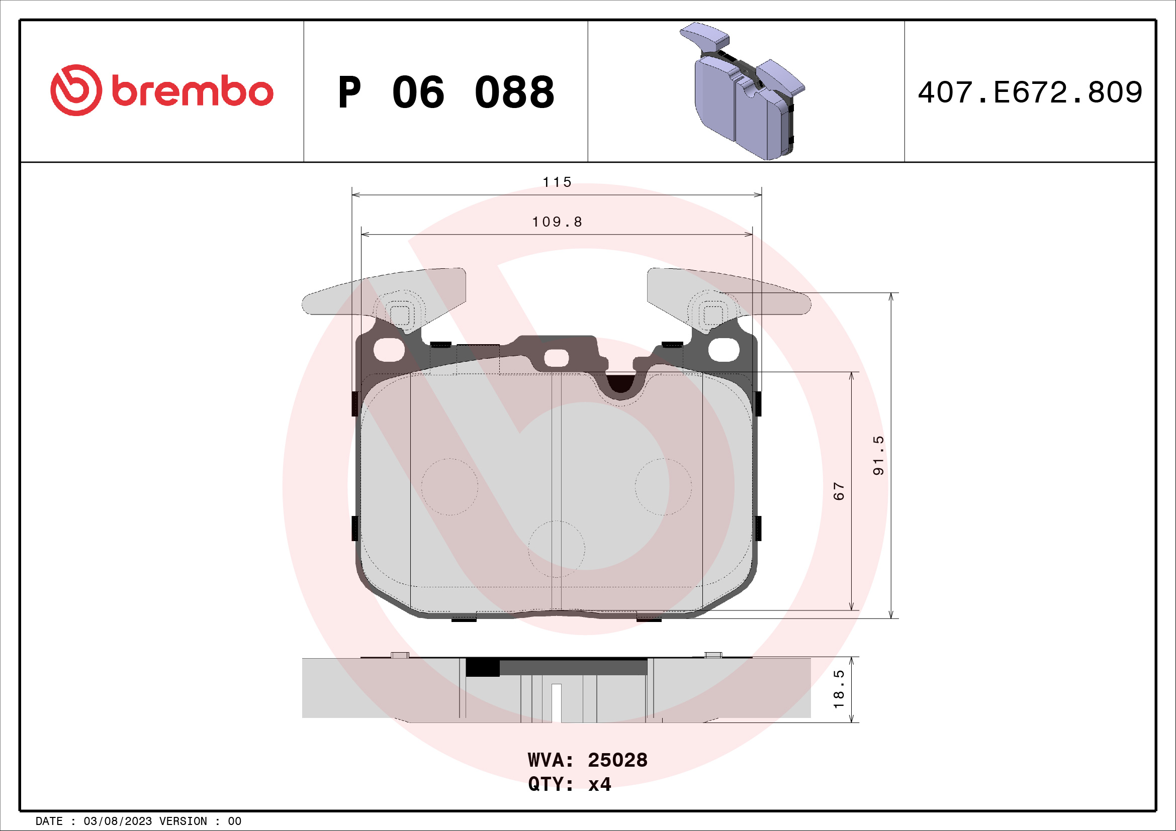 BREMBO Első fékbetét P06088_BREMBO