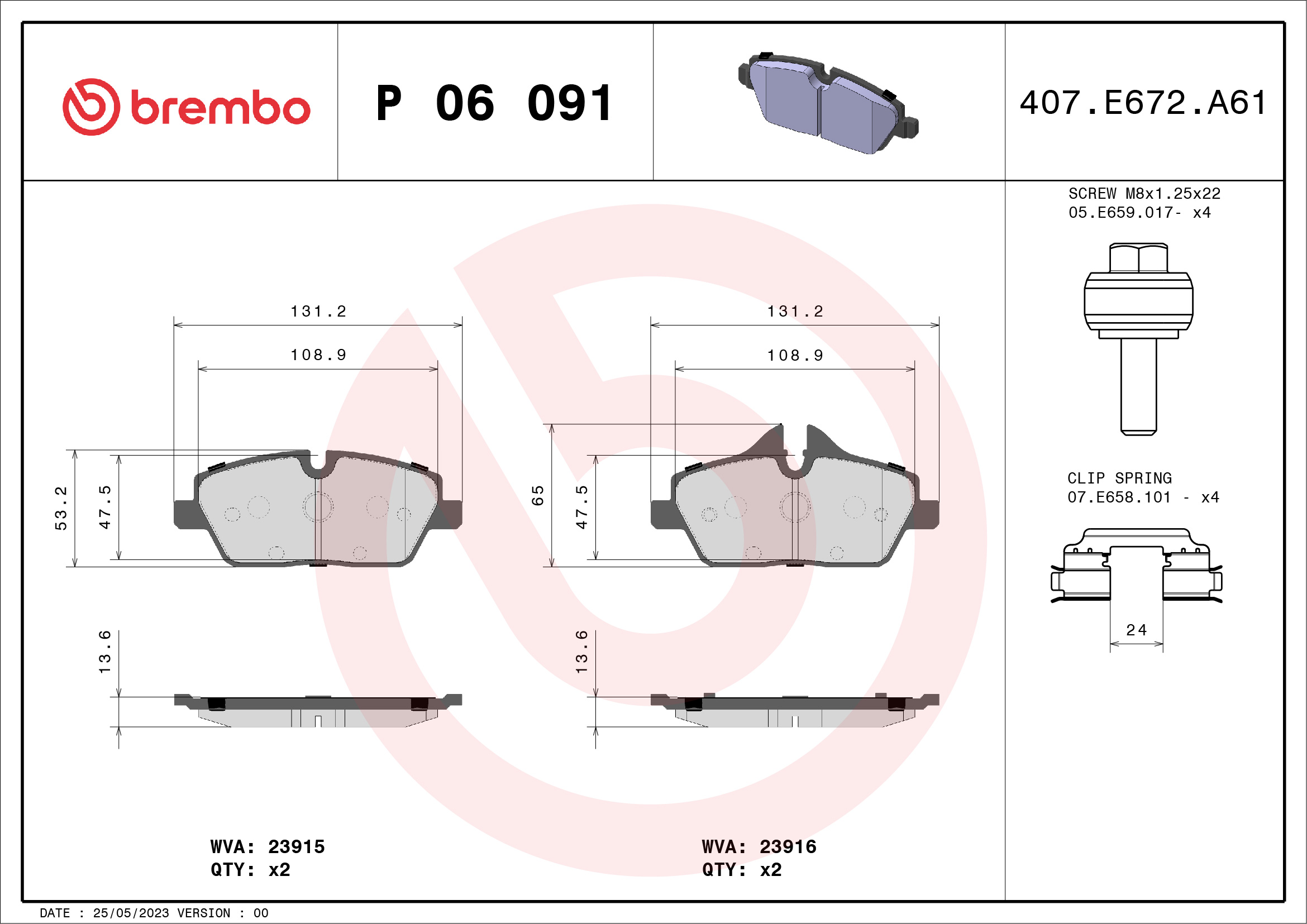 BREMBO Első fékbetét P06091_BREMBO