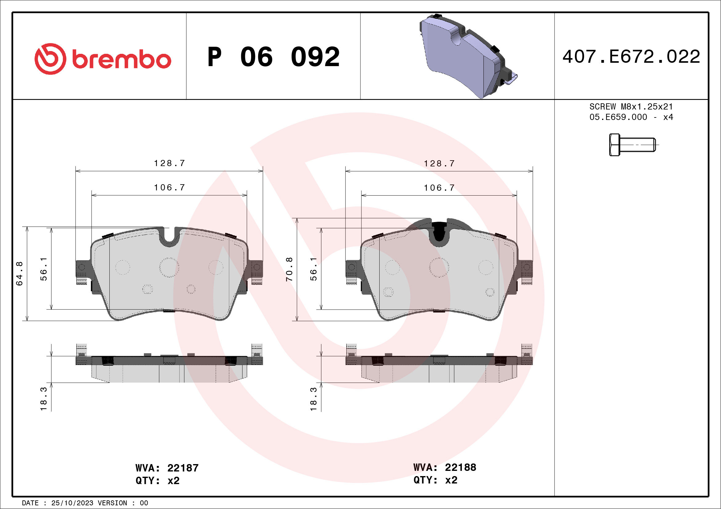 BREMBO Első fékbetét P06092_BREMBO