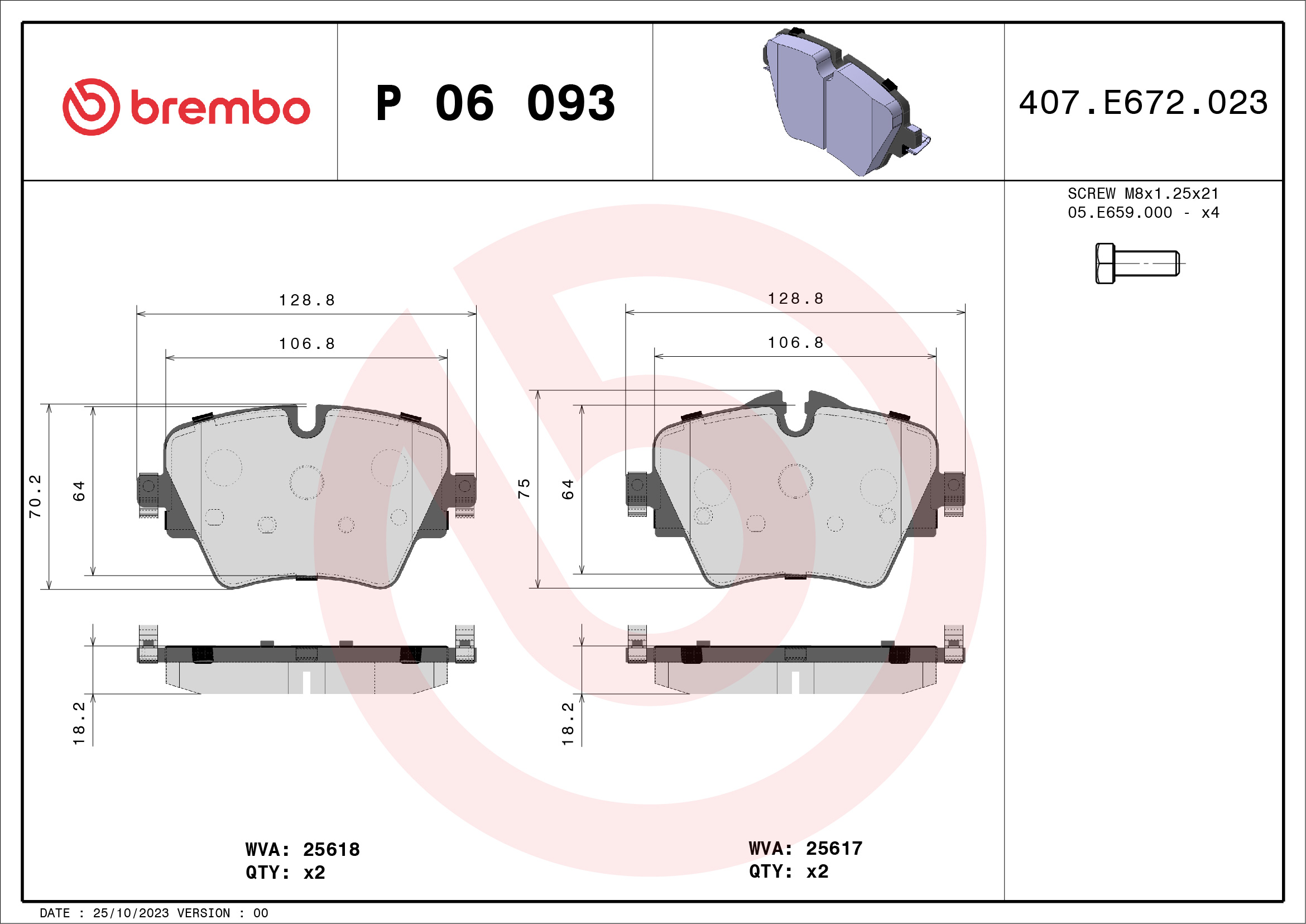 BREMBO Első fékbetét P06093_BREMBO